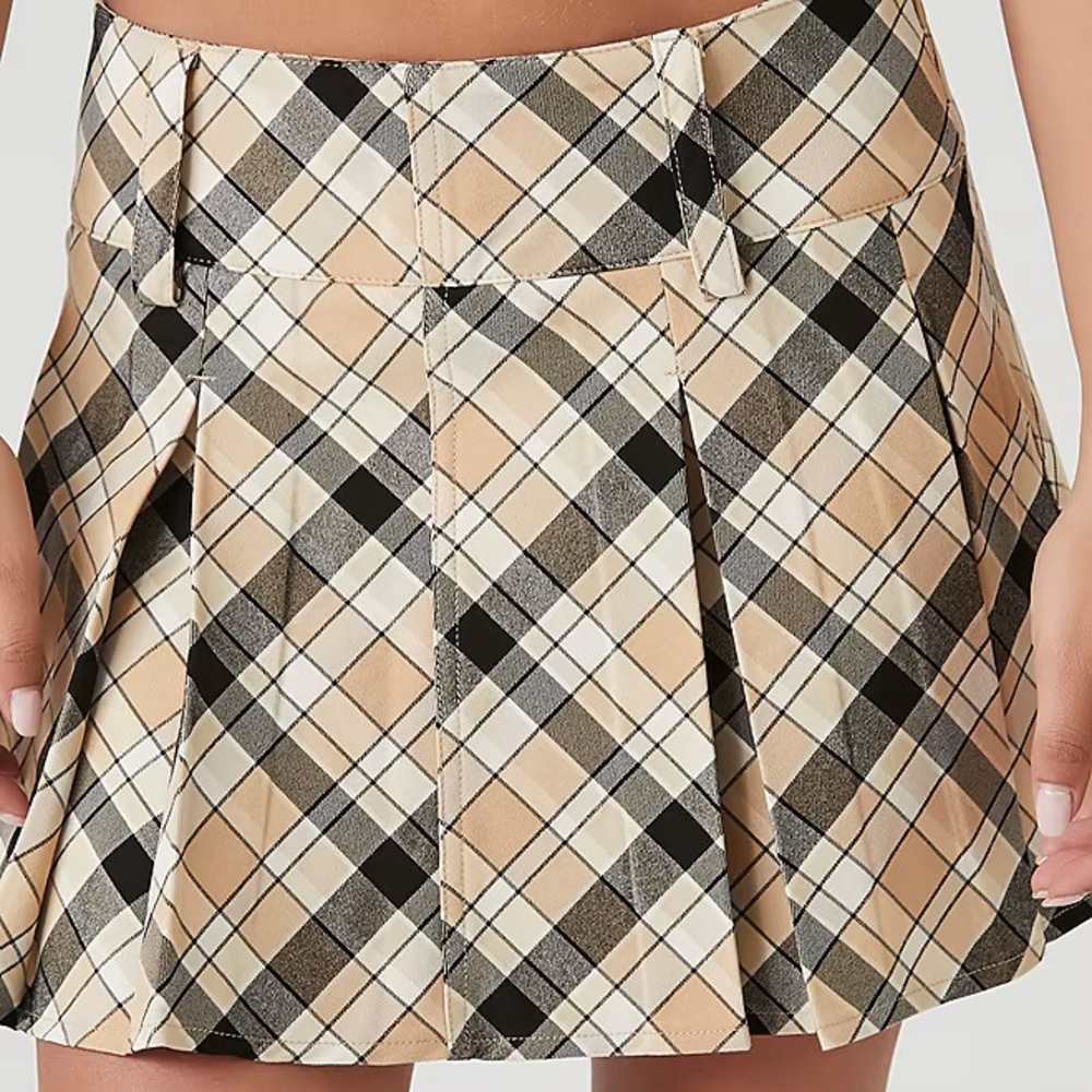 NWT! Forever 21 Mid Rise Pleated Plaid Skirt